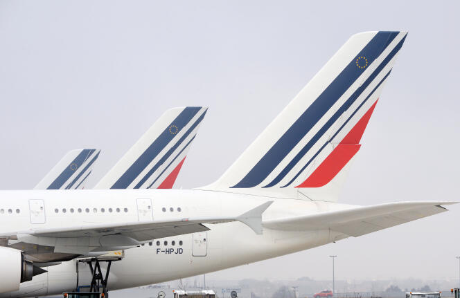 Des avions de la compagnie Air France sur le tarmac de l’aéroport Roissy-Charles-de-Gaulle.