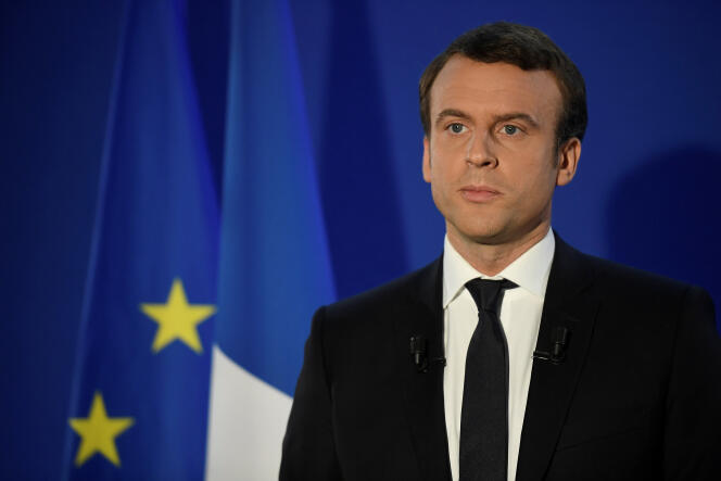 Emmanuel Macron, vainqueur de l’élection présidentielle, lors de son discours de victoire, dimanche 7 mai à Paris.