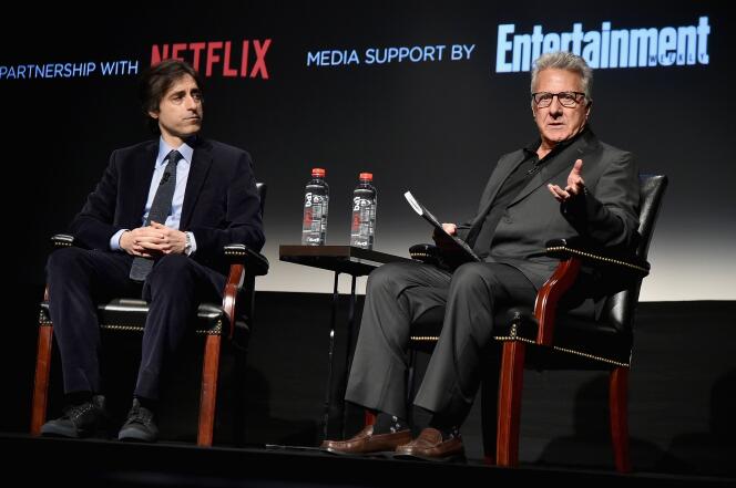 Noah Baumbach et Dustin Hoffman lors du Festival du film de Tribeca (New York), le 24 avril 2017.