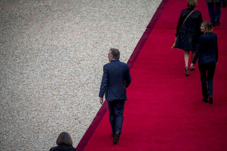 François Bayrou et Marielle de Sarnez arrivent pour la cérémonie d’investiture d’Emmanuel Macron, dimanche 14 mai.