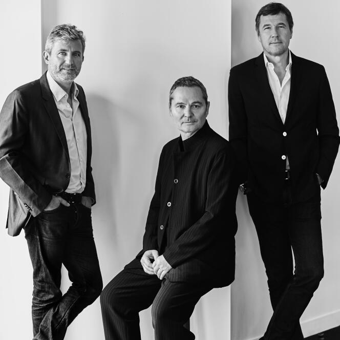 De gauche à droite : Roland Coutas, Bruno Barde et Frédéric Houzelle, le 11 mai 2017.