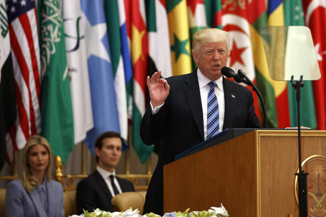 Le président américain Donald Trump lors de son discours, dimanche 21 mai 2017, à Riyad en Arabie saoudite.