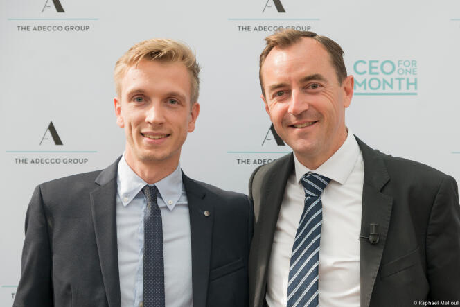 Maxime Le Tellier, lauréat 2017 et Christophe Catoir, président d’Adecco France.