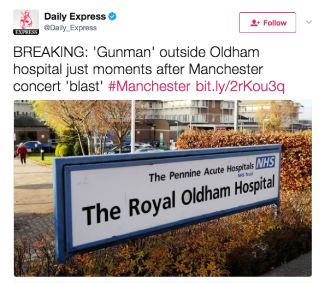Capture d'écran du compte Twitter du « Daily Express » (réalisée par BuzzFeed).