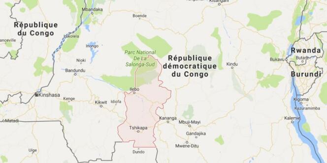 En rouge, la province du Kasaï, en République démocratique du Congo (RDC), où ont été enlevés les deux enquêteurs de l’ONU à la mi-mars.