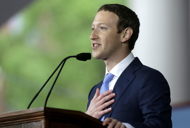 Mark Zuckerberg lors de son discours à l’université de Harvard, jeudi 25 mai.