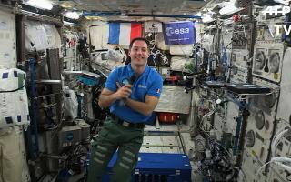 French astronaut Thomas Pesquet gives an interview to AFP on May 30, 2017, aboard the International Space Station. Pesquet will come back to Earth on June 2, 2017 after spending six months in space. / AFP / EUROPEAN SPACE AGENCY / STR 