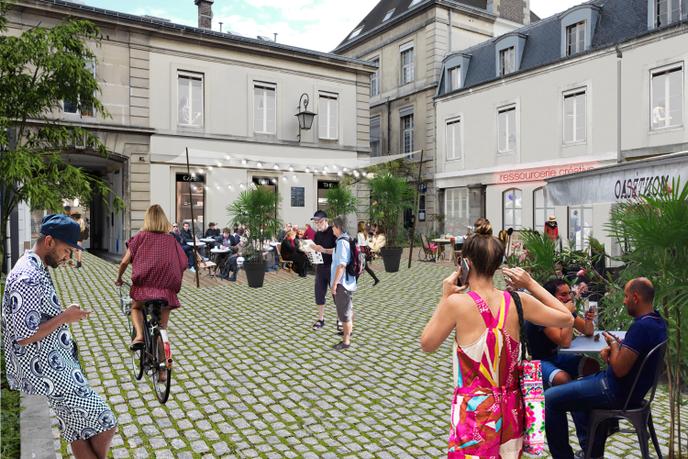 Le site de l’hôpital Saint-Vincent-de-Paul, repensé par l’atelier d’urbanisme Anyoji-Beltrando et montrant les usages et ambiances qui pourraient prolonger l’expérience des Grands Voisins au sein du futur quartier.