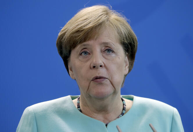 German Chancellor Angela Merkel addresses the media during a statement at the chancellery in Berlin, Germany, Friday, June 2, 2017 on the United States withdraw from the Paris climate accord. (AP Photo/Michael Sohn)