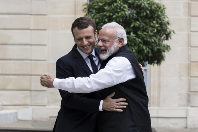 Emmanuel Macron et le premier ministre indien Narendra Modi, à l’Elysée, le 3 juin 2017.