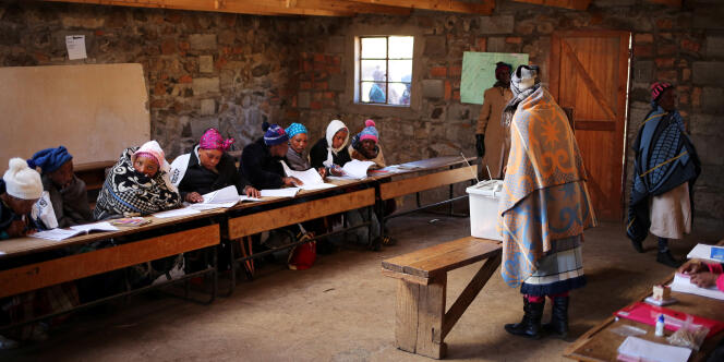 Un bureau de vote à Semonkong, dans le centre du Lesotho, le 3 juin 2017.