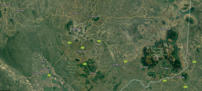 Image satellite du sud du Malawi, l’un des pays les plus pauvres du monde.