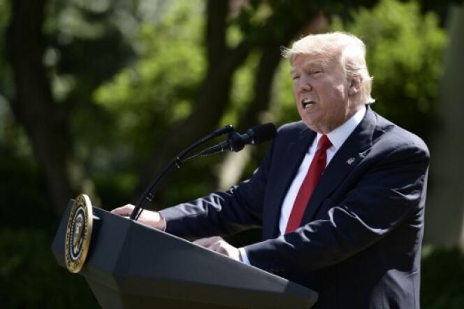 Donald Trump lors de l’annonce du retrait américain de l’accord de Paris, à Washington, le 1er juin 2017.