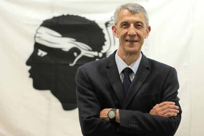 Michel Castellani (ici à Bastia le 15 mai) de Pè a Corsica est arrivé en tête dans sa circonscription de Haute-Corse.