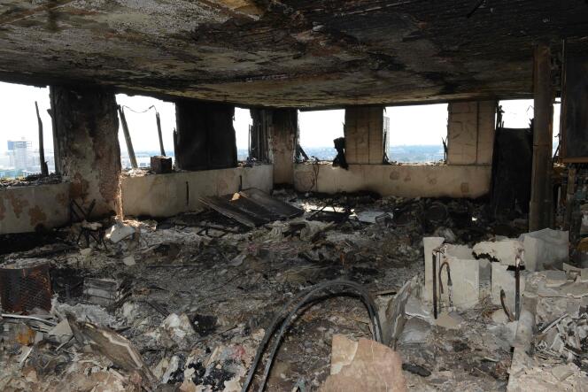 Image fournie par la police métropolitaine montrant l’intérieur d’un appartement de la tour Grenfell à Londres, ravagée par les flammes dans la nuit du 13 au 14 juin.