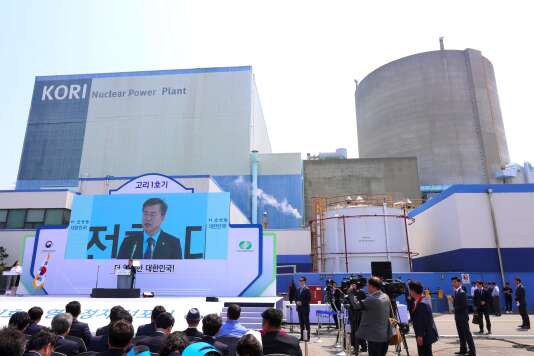 Le président sud-coréen, Moon Jae-In, lors de son discours prononcé à l’occasion de l’arrêt définitif de la tranche 1 de la centrale de Gori (Sud-Est).