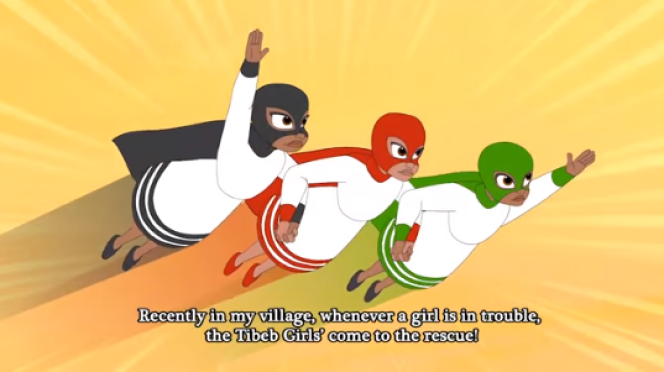 Capture d’écran des les Tibeb Girls, les « filles de la sagesse » en amharique, les premières superhéroïnes éthiopiennes.
