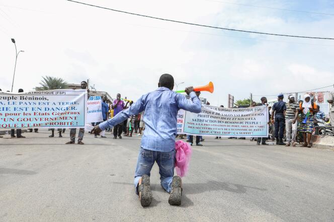 Le 22 juin 2017 à Cotonou, manifestation contre les réformes libérales mises en place par le président Talon depuis son élection en mars 2016.