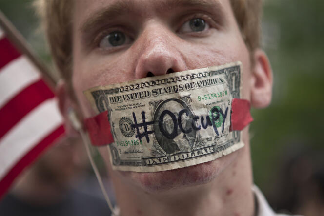 Un membre du mouvement Occupy Wall Street, en octobre 2011, à New York.