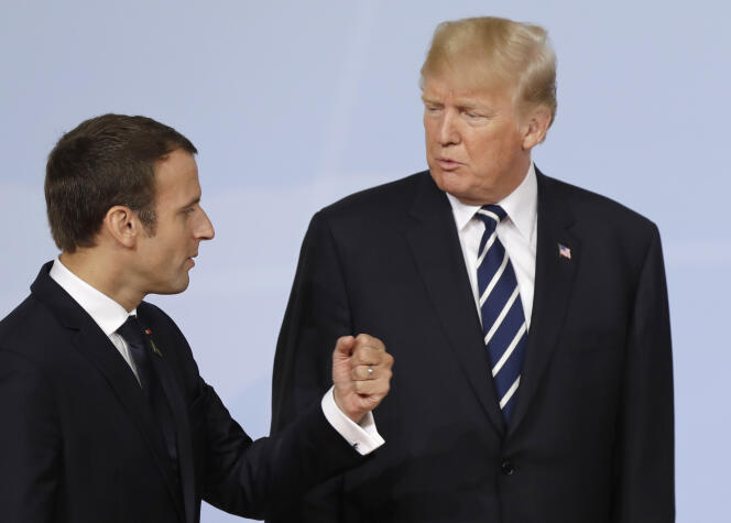 Emmanuel Macron et Donald Trump au sommet du G20, à Hambourg (Allemagne), le 7 juillet 2017.