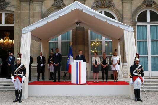 Le président français, Emmanuel Macron, lors d’un discours en hommage aux forces armées au ministère de la défense, le 13 juillet 2017.