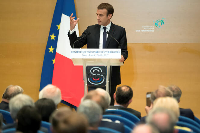 Emmanuel Macron lors de son discours devant les élus locaux, le 17 juillet au Sénat.