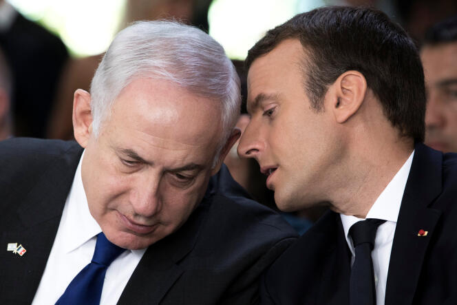 Emmanuel Macron et Benyamin Netanyahu, à Paris, le 16 juillet.