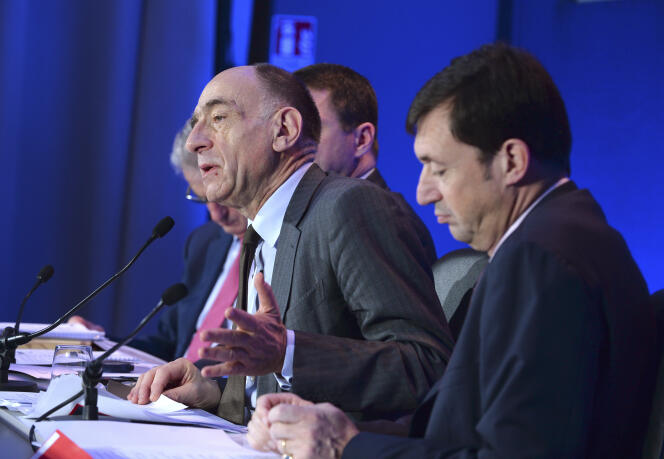 Jean-Marc Janaillac, PDG d’Air France-KLM, lors d’une conférence de presse à Paris, le 16 février.