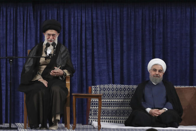 Le guide suprême, l’ayatollah Ali Khamenei, prend la parole pendant la cérémonie officielle marquant le début du deuxième mandat du président Hassan Rohani.
