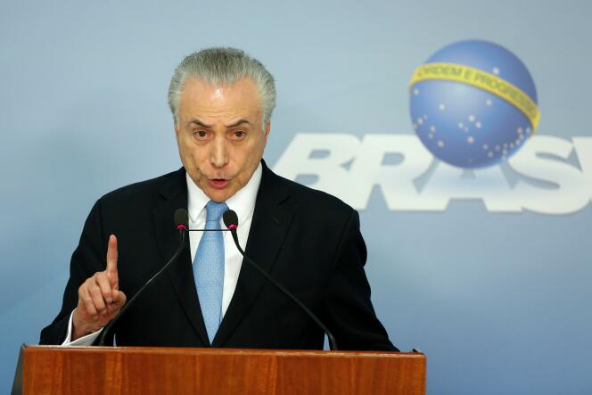 Michel Temer, le président brésilien, lors d’une conférence de presse à Brasilia (Brésil), le 2 août.