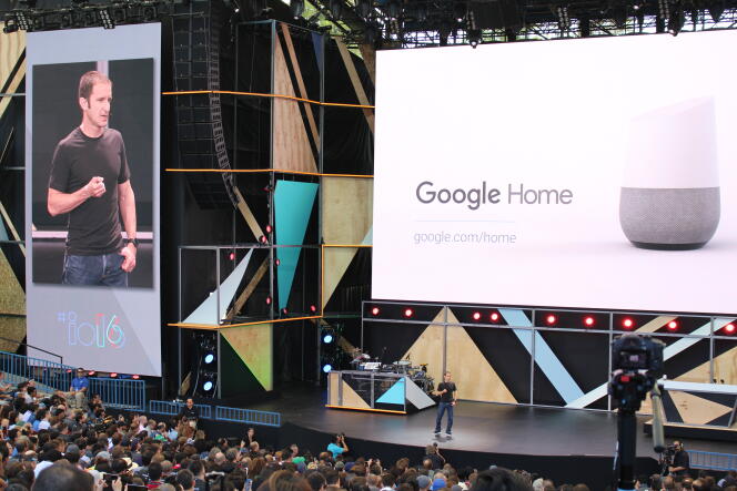 Lors de la présentation de Google Home, en mai 2016, à Mountain View (Californie).