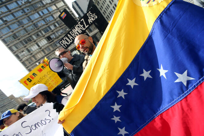 Manifestation contre le régime de Nicolas Maduro, en marge du sommet du Mercosur, à Sao Paulo, Brésil, le 5 août 2017.