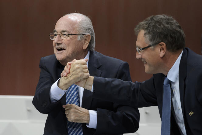 Sepp Blatter (left) and Jérôme Valcke, May 29, 2015, in Zurich (Switzerland).