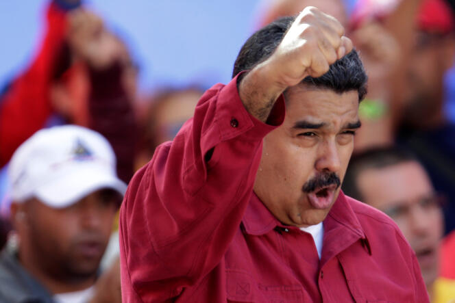 Le président vénézuélien Nicolas Maduro lors d’un rassemblement à Caracas le 14 août.