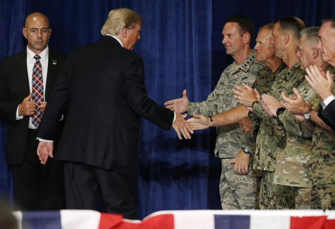 Donald Trump après son discours à Fort Myer (Virginie), le 21 août.