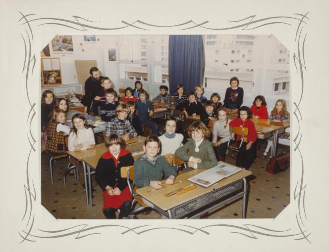 Classe élémentaire à l’école Eugène-Ducher, à Pontoise (Val-d’Oise), vers 1980.
