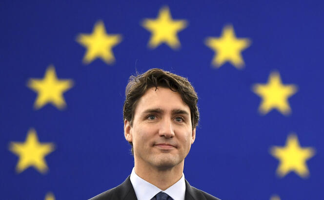 Le premier ministre canadien, Justin Trudeau, au Parlement européen, à Strasbourg, le 16 février.