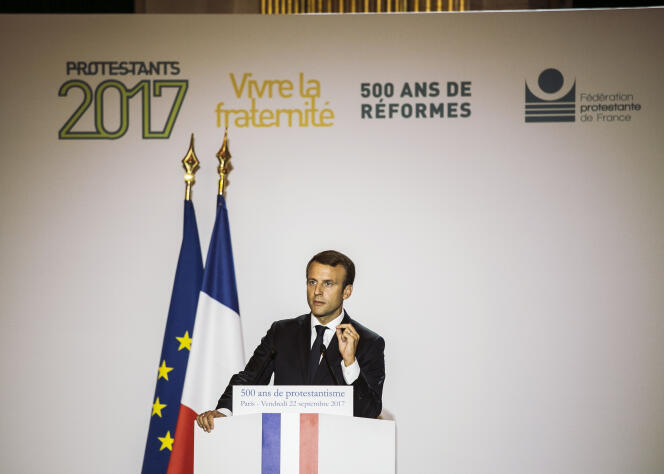 Emmanuel Macron, à l’Hôtel de Ville de Paris, pour le 500e anniversairede la Réforme,le 22 septembre.