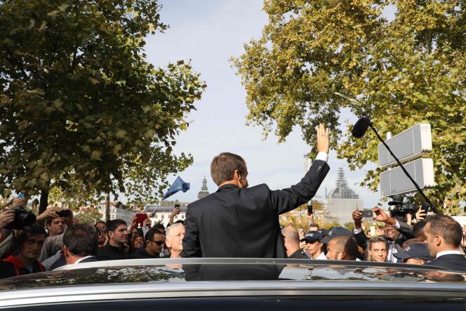 Le président Emmanuel Macron en visite à Lyon, le 28 septembre.