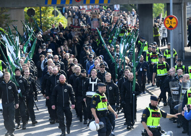 A la manifestation de néonazis suédois, samedi 30 septembre, à Göteborg.