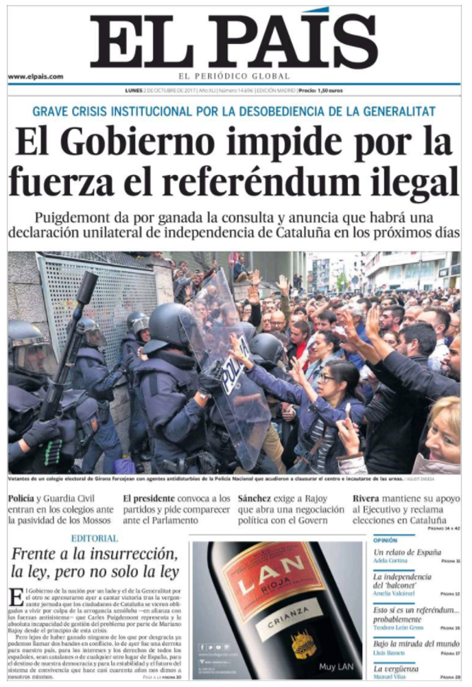 Referendum En Catalogne La Presse Espagnole Dechiree Et La Presse Internationale Inquiete