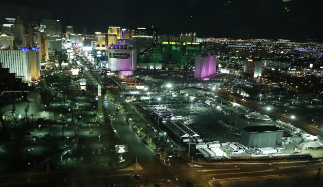 Le site du concert en plein air à Las Vegas, où 59 personnes ont été tuées par un homme qui a ouvert le feu depuis sa chambre d’hôtel.
