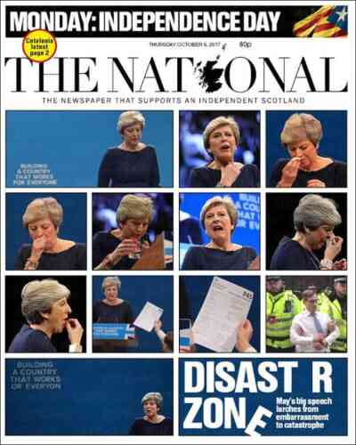 Pour le journal indépendantiste écossais « The National », les images du discours se suffisent à elles mêmes.