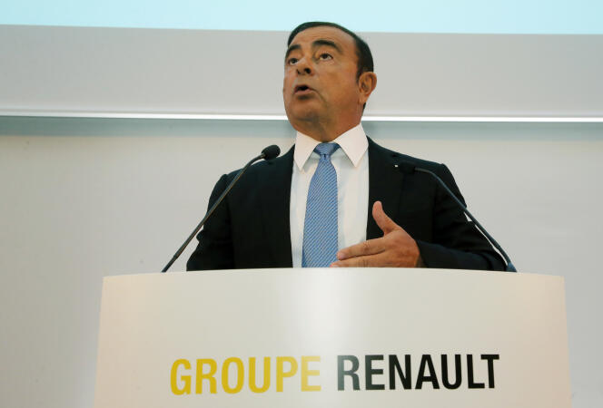 Renault Group CEO Carlos Ghosn speaks during a media conference at La Defense business district, outside Paris, France, Friday, Oct. 6, 2017. French carmaker Renault says half of its models will be electric or hybrid by 2022 and it's investing heavily in 