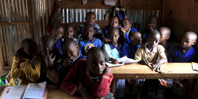 Une classe de l’école Gifted Hands dans le bidonville de Kibera à Nairobi, au Kenya, en septembre 2015.