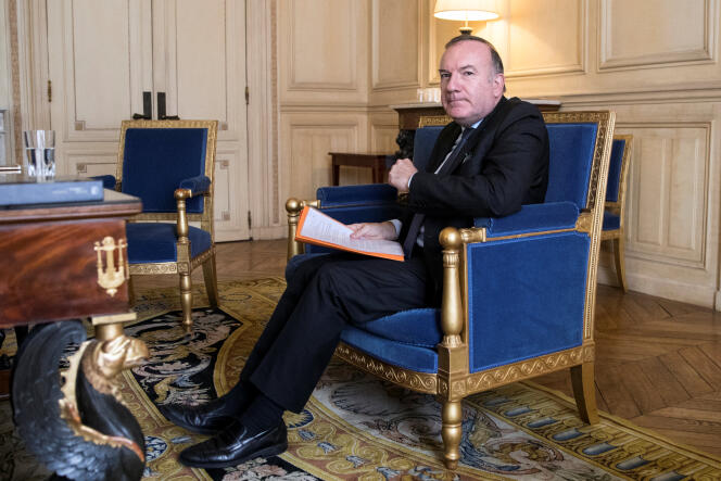 Le president du Medef, Pierre Gattaz, lors de son entrevue au palais de l’Elysée avec Emmanuel Macron, à Paris le12 octobre.