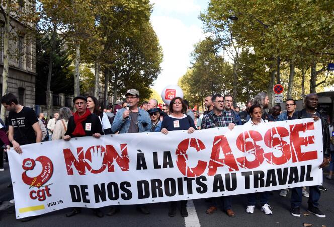 Manifestation à l’appel de la CGT, le 19 octobre, à Paris.