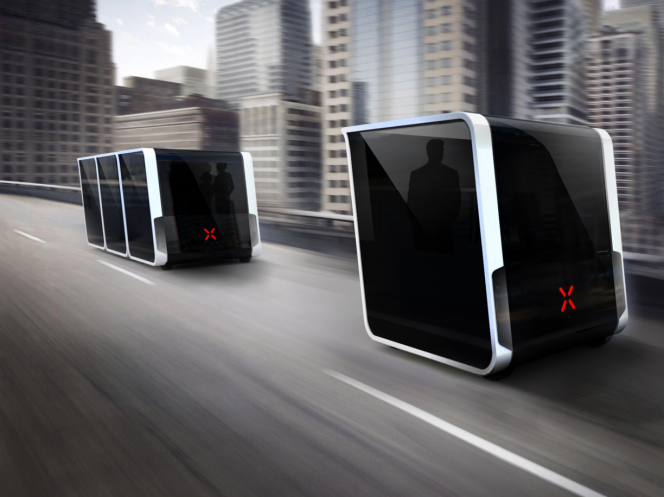 Vue d’artiste du projet de transport autonome de Next Future Mobility.
