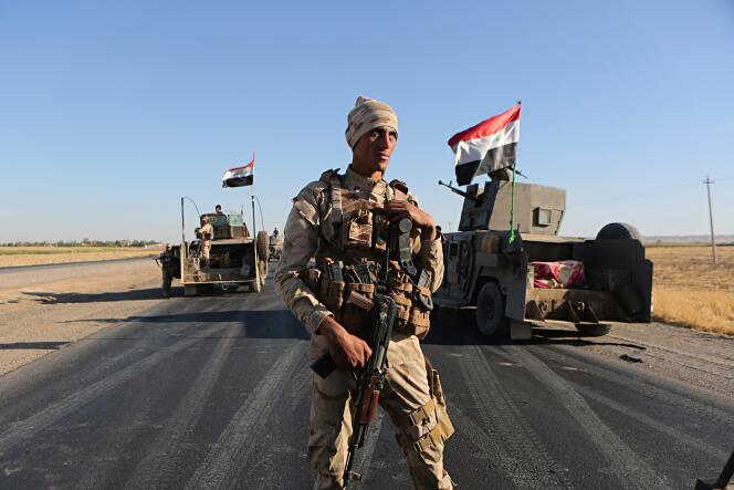 Un soldat des forces irakiennes à Altun Kupri, près d’Erbil, le 19 octobre.