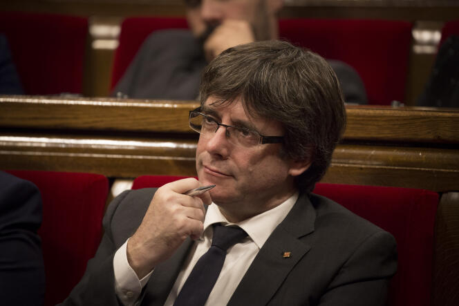 Le parti de Carles Puigdemont (ici le 27 septembre à Barcelone), le PDeCAT, a lui aussi confirmé qu’il se présenterait aux élections.
